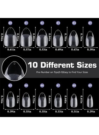 600pcs Short Almond Nail Tips Fake Nails Press on Nails Clear Nail Tip Full Cover False Nails Artificial Fingernail, 12 Size Soft Gel Nail Tips for Acrylic Nails Gel Nail Extentions - view 5