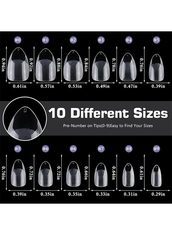 Lemon 600pcs Short Almond Nail Tips Fake Nails Press on Nails Clear Nail Tip Full Cover False Nails Artificial Fingernail, 12 Size Soft Gel Nail Tips for Acrylic Nails Gel Nail Extentions - Image 5