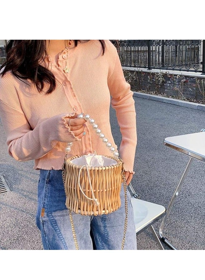 Instagram's new hollow woven bag, fashionable single shoulder grass woven bag, paper rope casual women's bag, beach bag - Image 2