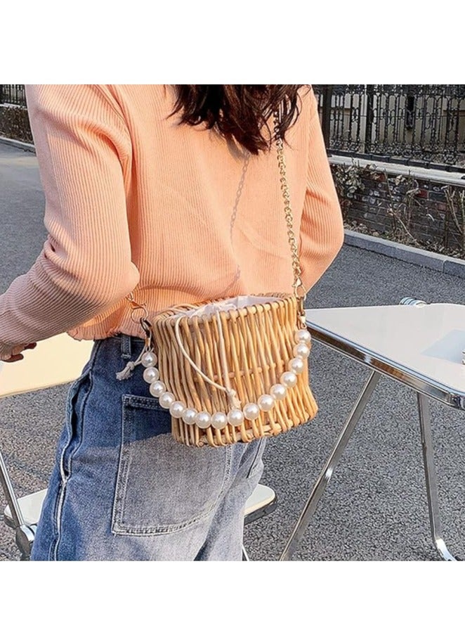 Instagram's new hollow woven bag, fashionable single shoulder grass woven bag, paper rope casual women's bag, beach bag - Image 3