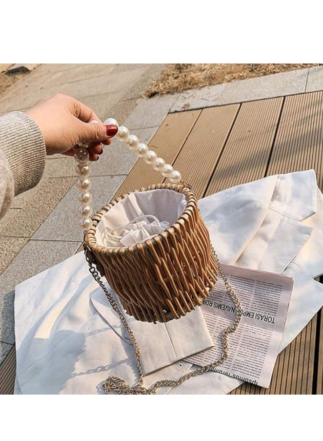 Instagram's new hollow woven bag, fashionable single shoulder grass woven bag, paper rope casual women's bag, beach bag - Image 5