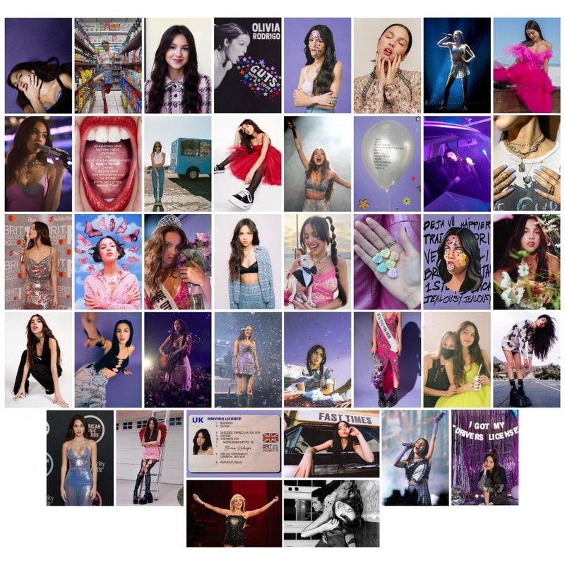 auraposter مجموعة أوليفيا رودريغو من 40 ملصق صغير (15x10 سم) للجدار، غرفة النوم، غرفة المعيشة | حامض وجرأة | نقاط لاصقة متضمنة - Image 1