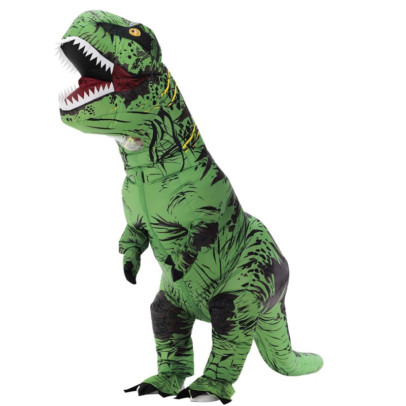 Servllcell Inflatable Dinosaur Costume for Adult,Halloween Costumes T Rex Blow Up Costumes for Women Men,Funny Cosplay Party(Green) - Image 1