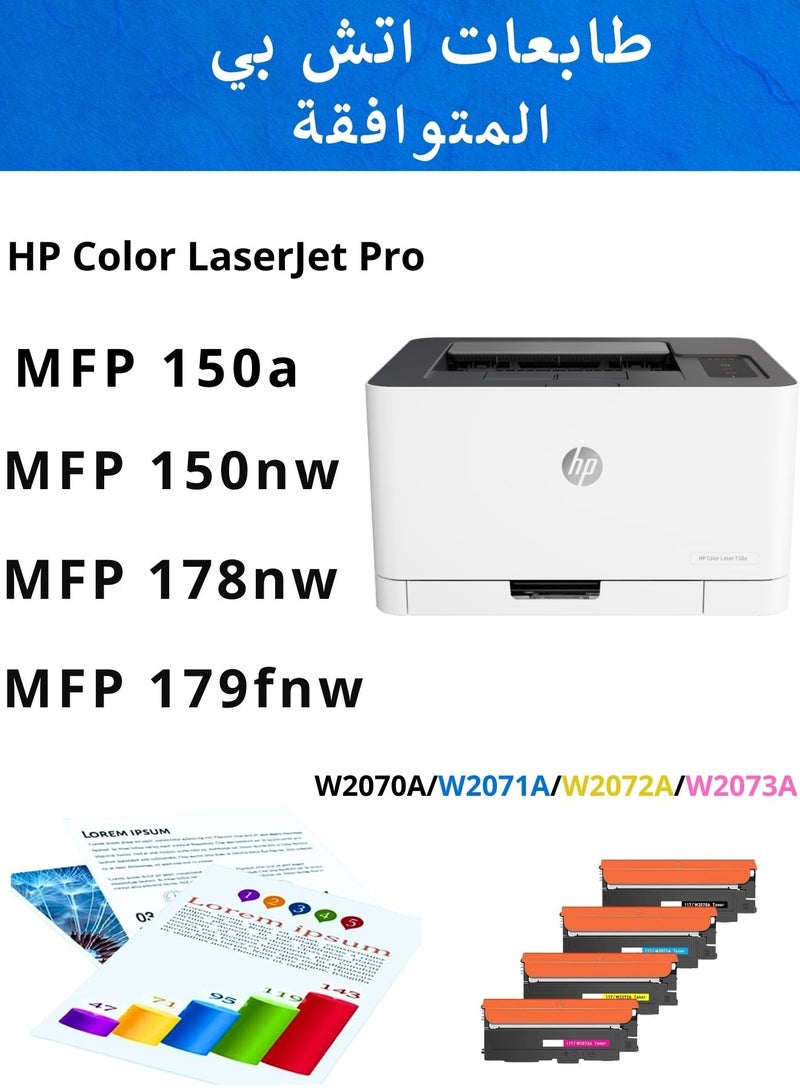 117A Toner Cartridge Set (W2070A, W2071A, W2072A, W2073A) Compatible with HP Laser Printers 150 and MFP 178/179 – Black/Cyan/Magenta/Yellow  - Image 2