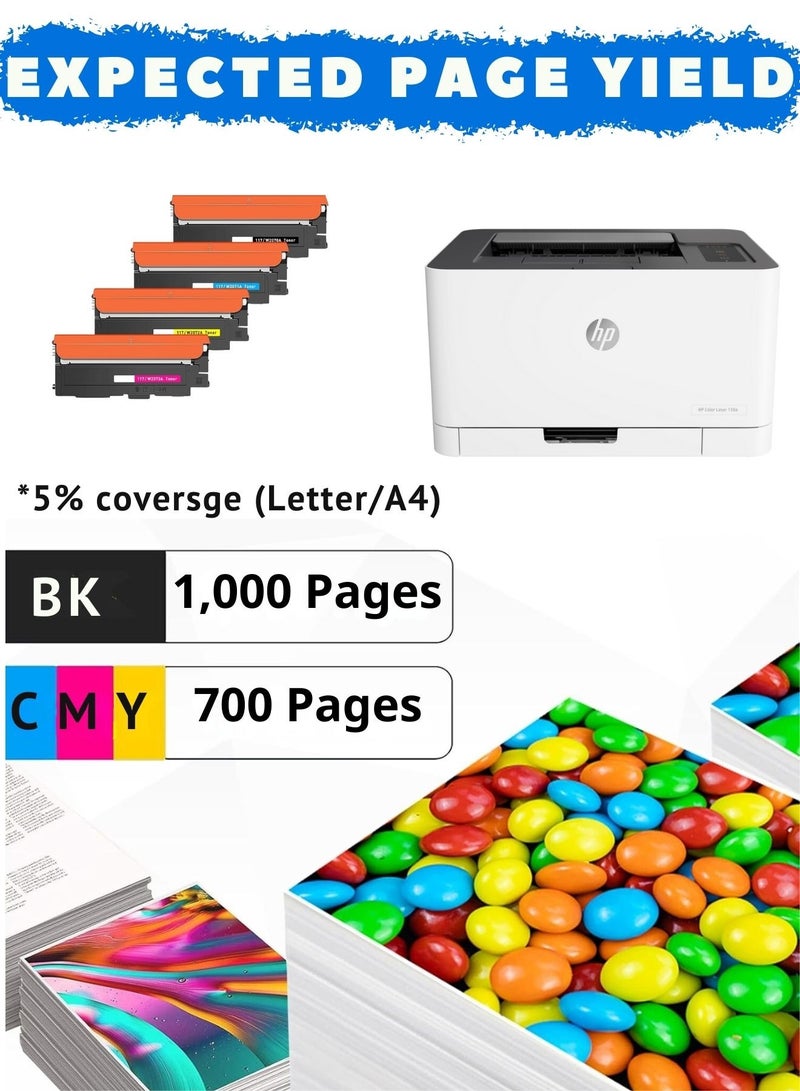 117A Toner Cartridge Set (W2070A, W2071A, W2072A, W2073A) Compatible with HP Laser Printers 150 and MFP 178/179 – Black/Cyan/Magenta/Yellow  - Image 3