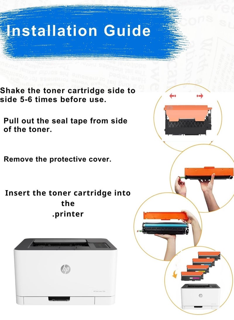 117A Toner Cartridge Set (W2070A, W2071A, W2072A, W2073A) Compatible with HP Laser Printers 150 and MFP 178/179 – Black/Cyan/Magenta/Yellow  - Image 5