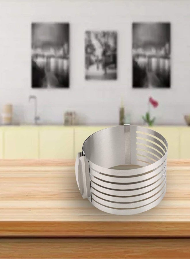 AKDC Retractable Stainless Steel Circle Mousse Cake Layer Slicer Cutter With Adjustable Baking Cake Ring For Cake Pastry Tools(Steel Color) - Image 4