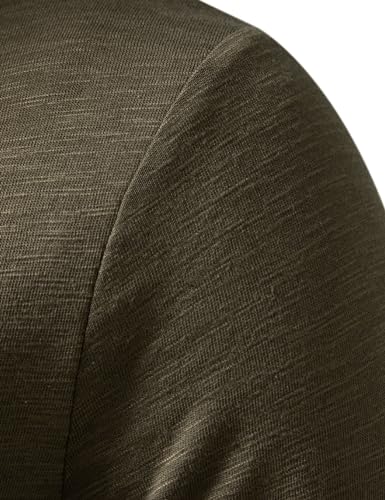 PARKLEES Men's Casual Stretchy Long Sleeve Henley T-Shirt Front Placket Muscle Workout Athletic 4 Buttons Tee Tops Army Green X-Large - Image 4