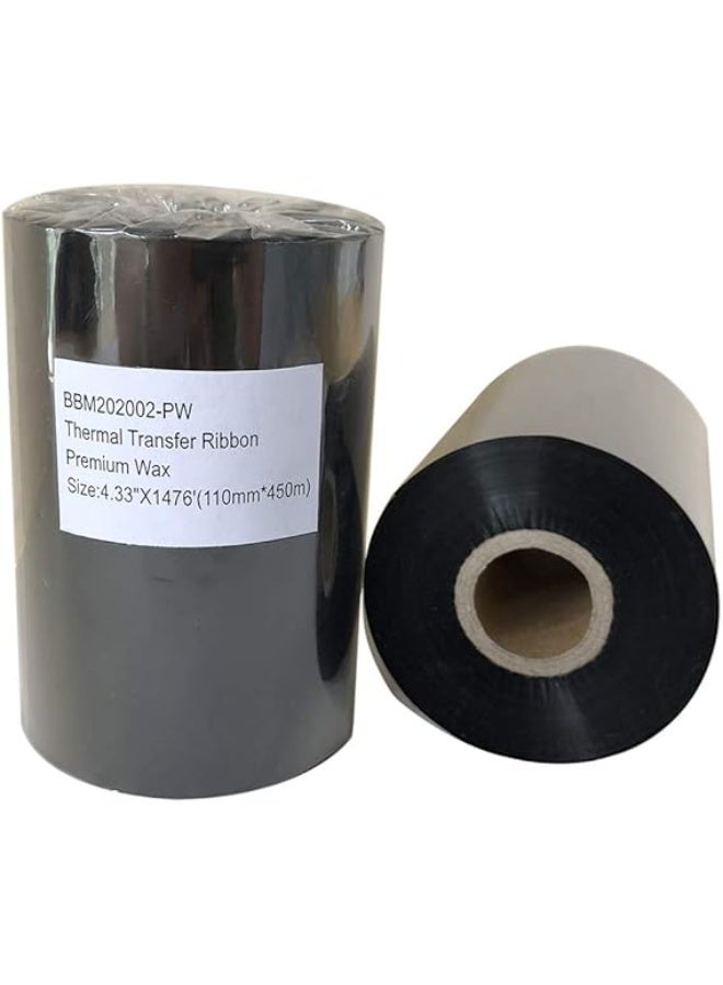 Thermal Transfer Resin Enhanced Wax Barcode Ribbon Black Label Printer 4.33" X 1476'(110mm*450m) 1 Roll - Image 2