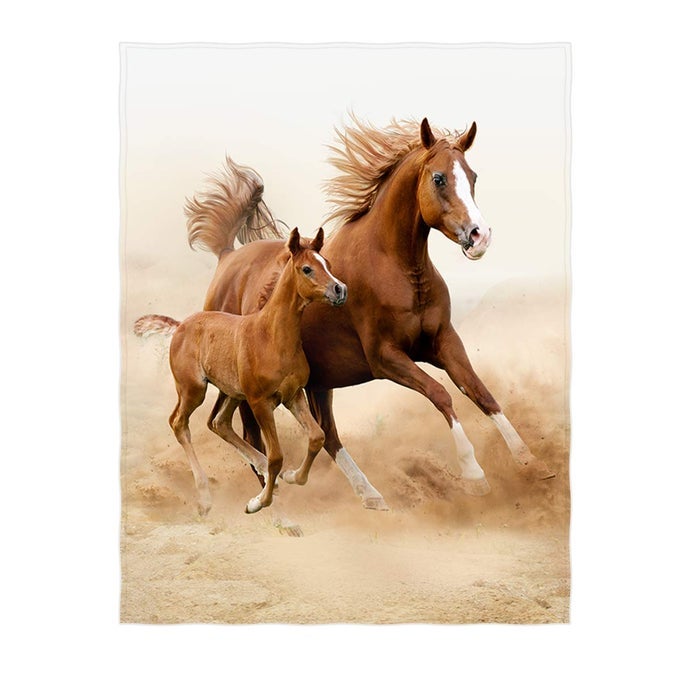 QH 60 X 80 INCH TWO BEAUTIFUL HORSE PATTERN SUPER SOFT THROW BLANKET FOR BED SOFA LIGHTWEIGHT BLANKET FOR ALL SEASONS