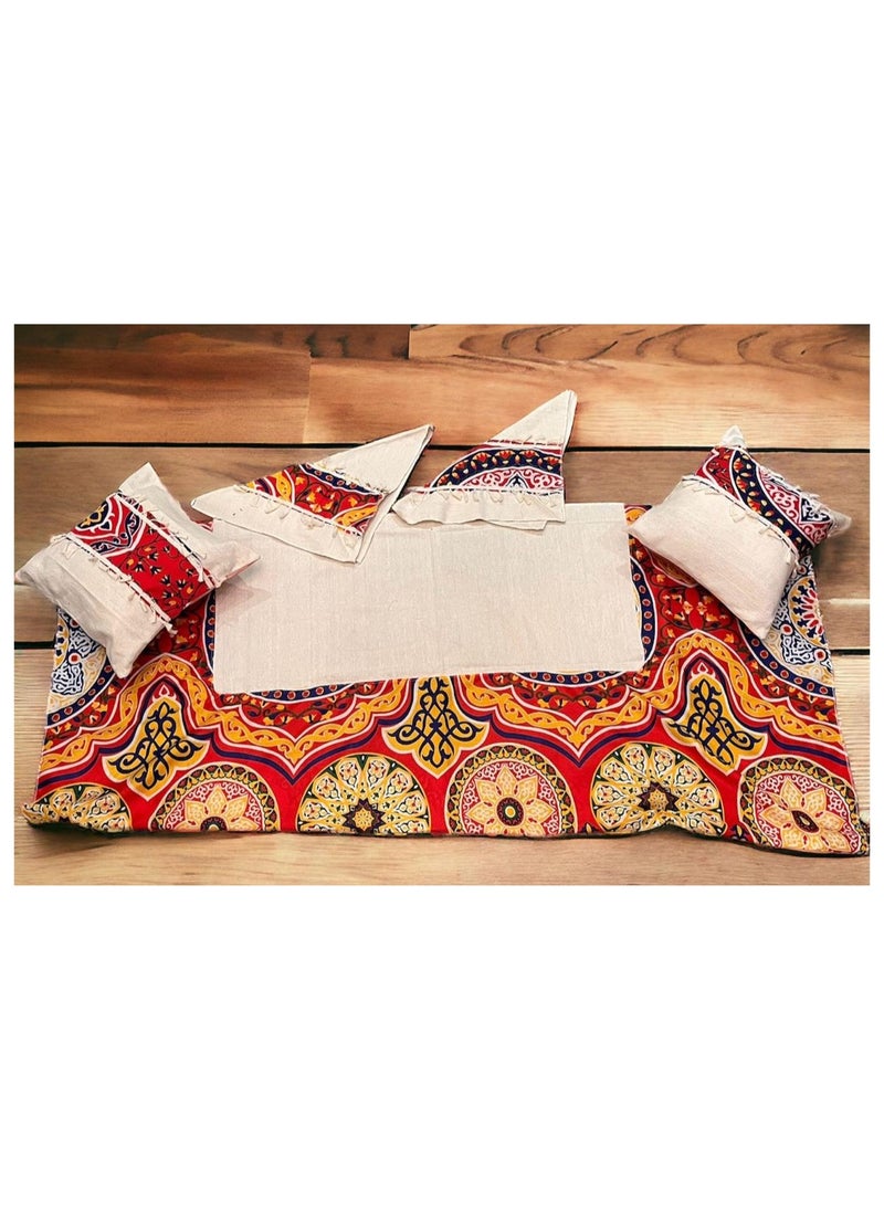 ماركة غير محددة طقم للكنبه قماش دك في خيامي 5 قطع (1 غطاء كنبه +2 غطاء وساده + 2 غطاء مسند) - ابيض  - Image 2