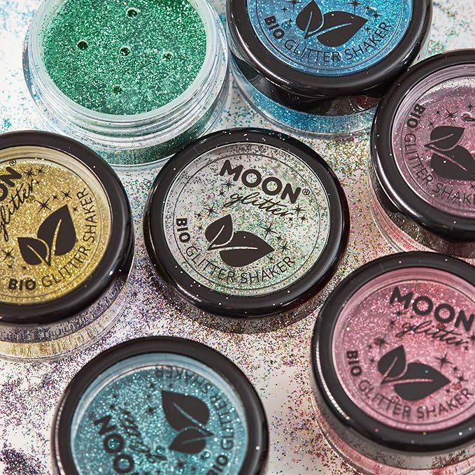 Biodegradable Eco Glitter Shakers by Moon Glitter Pink Cosmetic Bio Festival Makeup Glitter for Face Body Nails Hair Lips 5g
