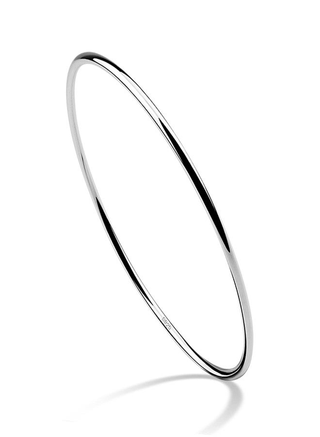 Dankadi Minimalist Original 925 Sterling Silver Banglest Women DIY Stackable 1/2/3.Countless Set Bracelet 2MM Thick Diameter 60mm-65mm-68mm Jewelry Gift Wife Her, Diameter 60 MM, Sterling Silver, no gemstone - Image 1