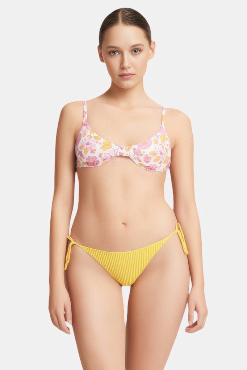 Bershka Women Textured Bikini Bottom, Light Olive - Image 1