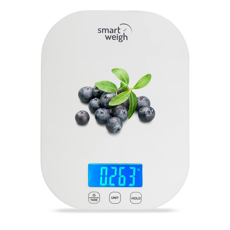 Smart Weigh White Digital Kitchen Scale for Cooking Weight Loss Calorie Tracking Baking Food Portion Control and Meal Prep  Accurate Measurements in Grams and Ounces