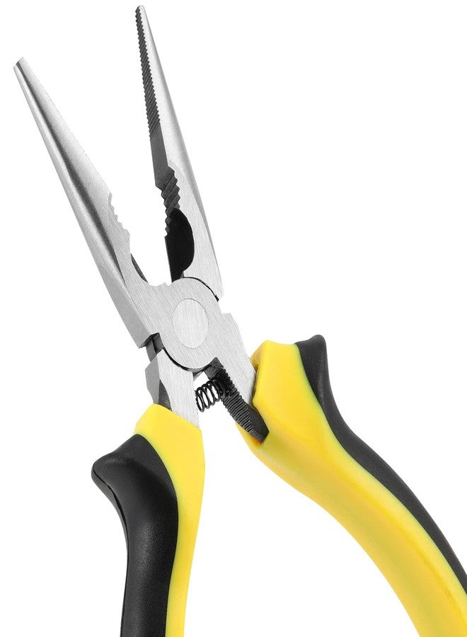 كماشة SINJEUN ذات الأنف الإبري مقاس 6 بوصات، عبوة من 15 كماشة ذات أنف إبري طويل مع قاطع أسلاك، كماشة ذات أنف إبري طويل بمقبض معزول للقطع الجانبي لقطع وثني الأسلاك - Image 3