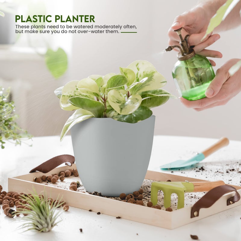 Utopia Home - Plant Pots Indoor with Drainage - 7/6.6/6/5.3/4.8 Inches Flower Pots for Indoor Planter - 5 Pack Plastic Planters - Ideal for Stocking Stuffers or Home Christmas Decorations - Gray - Image 4