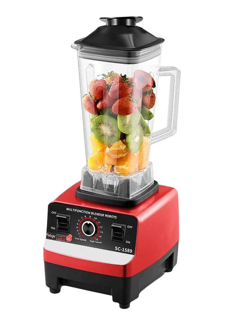 Generic - Multifunctional Blender for Smoothie Milkshake Juicer Ice Crusher Electric Grain Grinder 4500W 15 Rotating Speeds Multi Blender Mixer Juicer Food Red UK Plug - Image 1