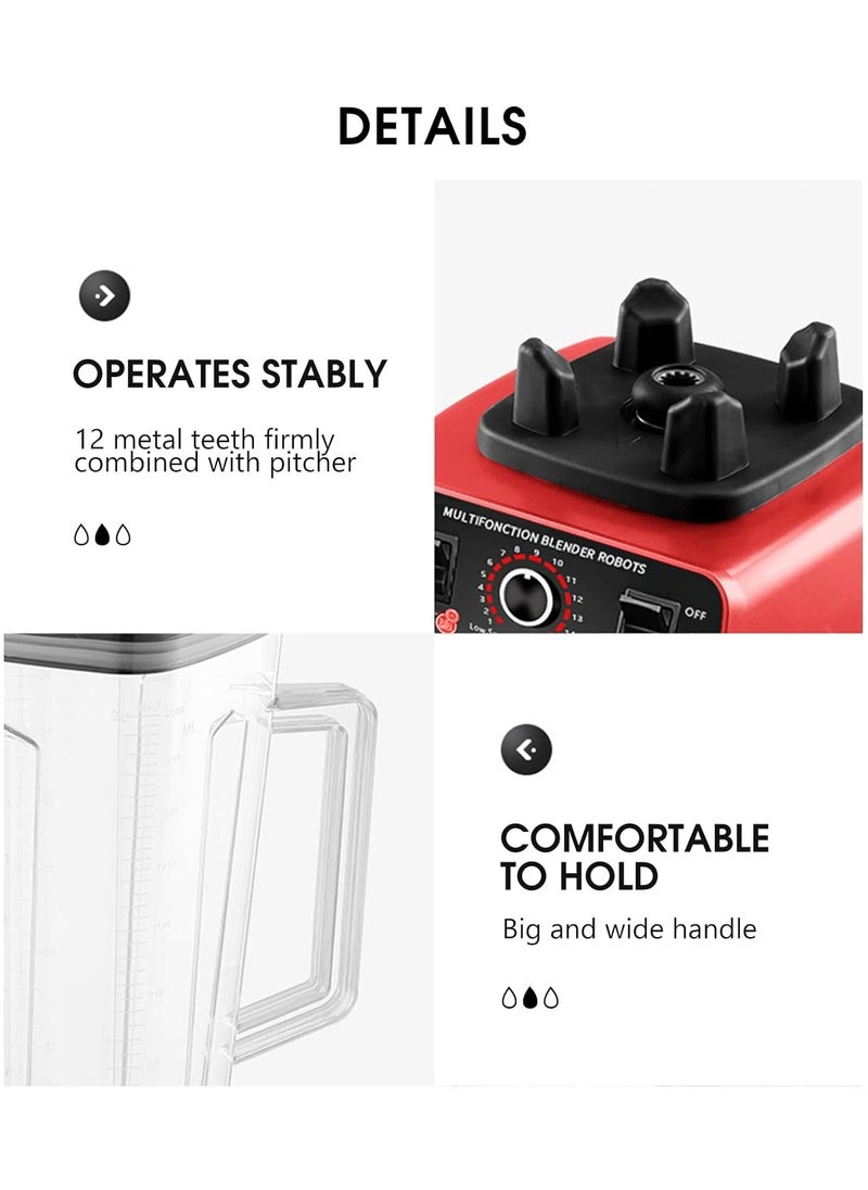 Generic - Multifunctional Blender for Smoothie Milkshake Juicer Ice Crusher Electric Grain Grinder 4500W 15 Rotating Speeds Multi Blender Mixer Juicer Food Red UK Plug - Image 1