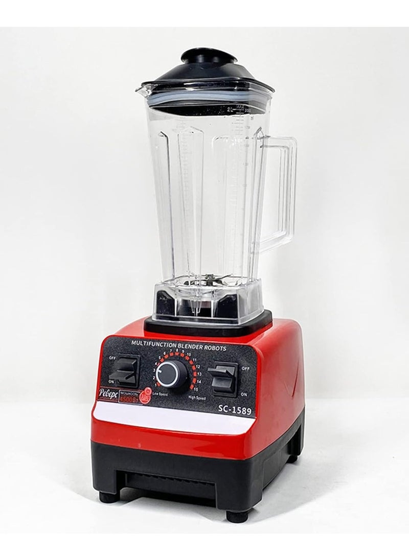 Generic - Multifunctional Blender for Smoothie Milkshake Juicer Ice Crusher Electric Grain Grinder 4500W 15 Rotating Speeds Multi Blender Mixer Juicer Food Red UK Plug - Image 1
