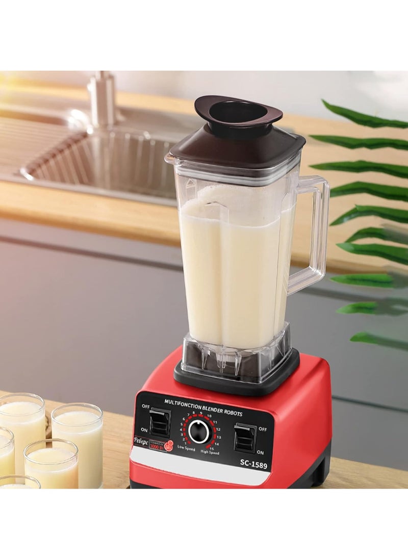 Generic - Multifunctional Blender for Smoothie Milkshake Juicer Ice Crusher Electric Grain Grinder 4500W 15 Rotating Speeds Multi Blender Mixer Juicer Food Red UK Plug - Image 1