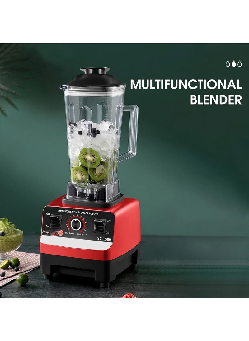 Generic - Multifunctional Blender for Smoothie Milkshake Juicer Ice Crusher Electric Grain Grinder 4500W 15 Rotating Speeds Multi Blender Mixer Juicer Food Red UK Plug - Image 1