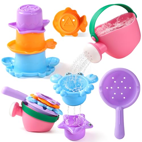Fajiabao Baby Bath Toys for Kids Ages 13 Toddler Bath Toys Mold Free for 24 Bathtub Sand Beach Pool Water Toys for 1 Year Old Girl Gifts 5 PCS Color Random - Image 1