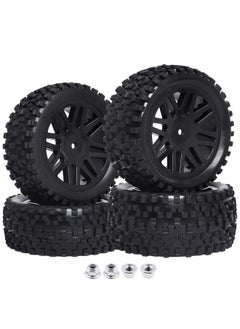 Front & Rear Wheels And Tires 12Mm Hex Hub With Foam For Redcat Shockwave Tornado Epxs30 1/10 Off Road Buggy (Pack Of 4)
