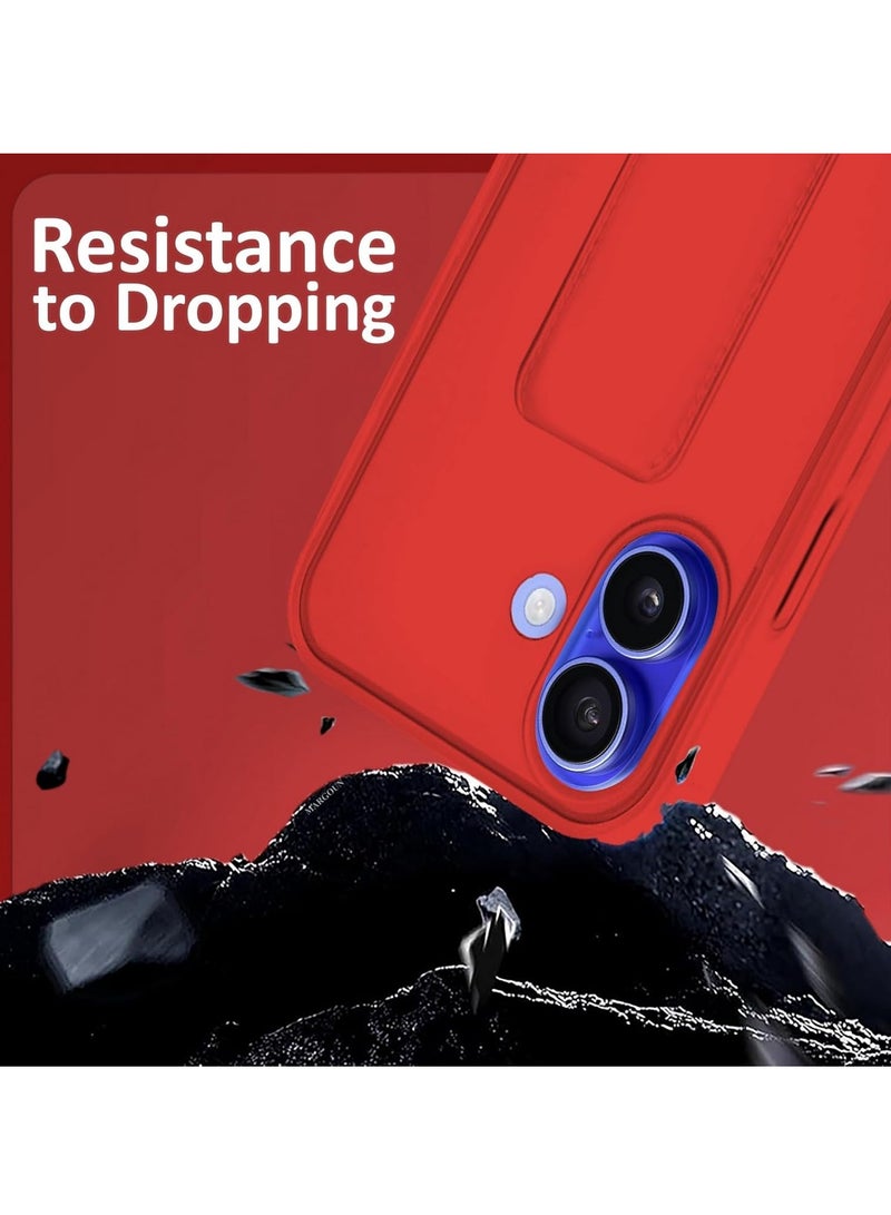 MIGOFAST IPhone 16 Plus Case Magnetic Stand Cover with Kickstand Finger Grip holder Phone Car Magnetic Multi-function Shockproof Protective Case Two-in-one Red - Image 2