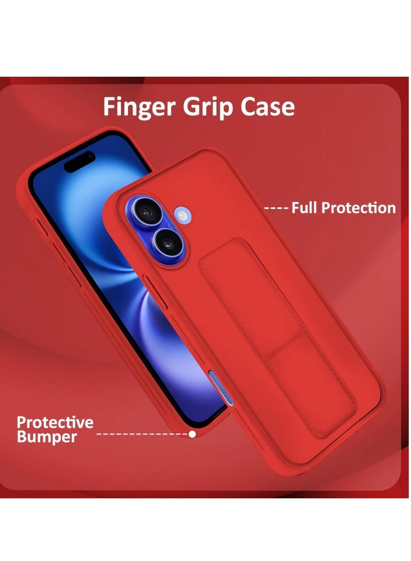 MIGOFAST IPhone 16 Plus Case Magnetic Stand Cover with Kickstand Finger Grip holder Phone Car Magnetic Multi-function Shockproof Protective Case Two-in-one Red - Image 3