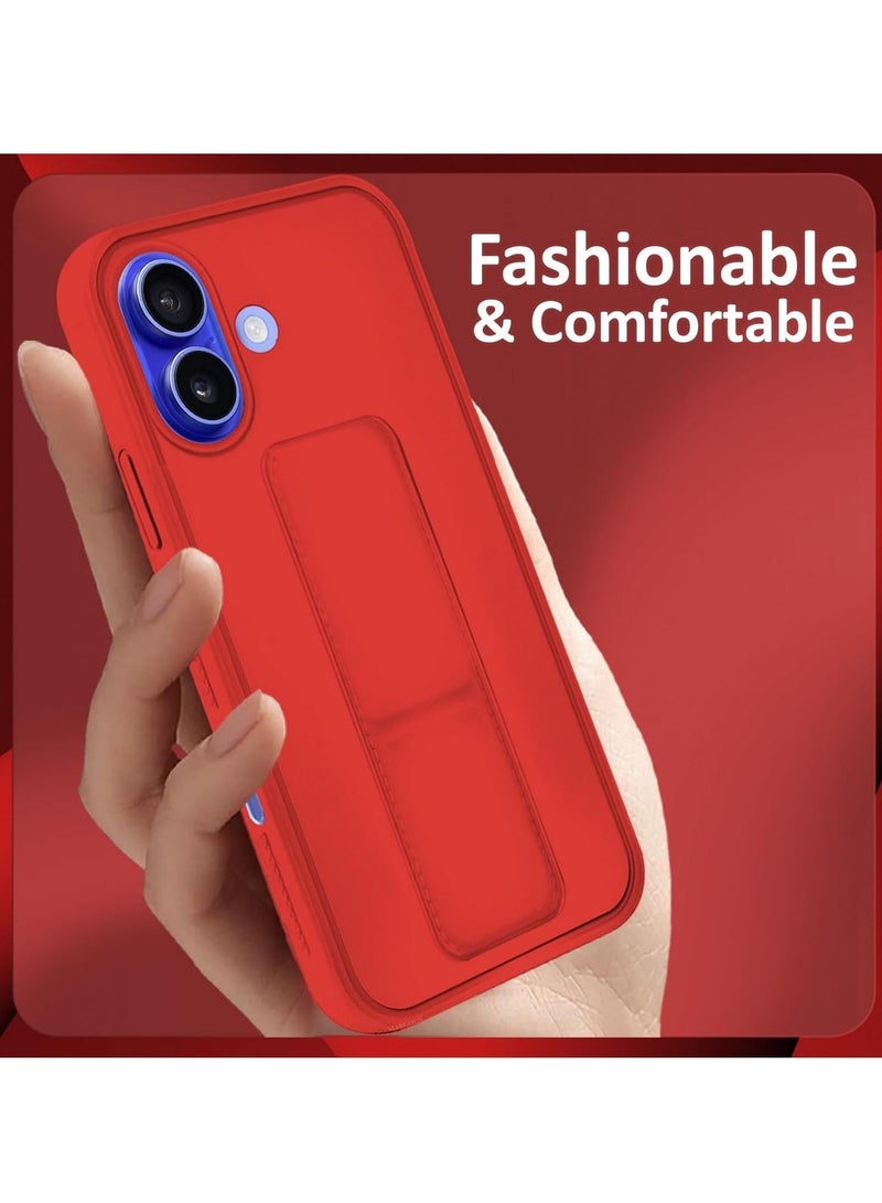 MIGOFAST IPhone 16 Plus Case Magnetic Stand Cover with Kickstand Finger Grip holder Phone Car Magnetic Multi-function Shockproof Protective Case Two-in-one Red - Image 4