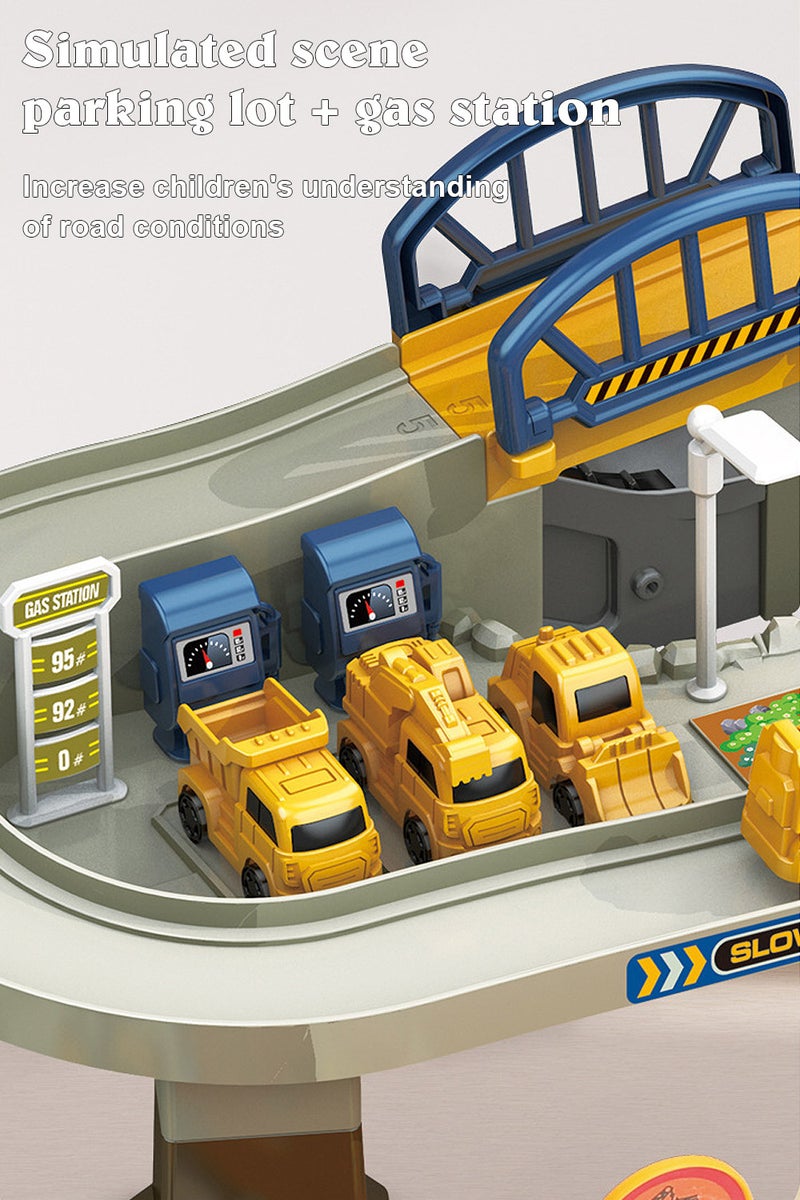 MaBaby Car Ramp Track Set for Kids, with 4 Mini Cars Engineering Vehicle Play Car, Race Tracks Educational Toys for Boys and Girls 3+ Years - Image 2