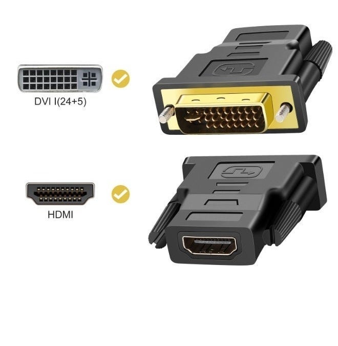 شابية (عبوتان) محول HDMI إلى DVI ثنائي الاتجاه - موصل DVI-I (24+5) ذكر إلى HDMI أنثى بدقة 1080 بكسل للشاشات، وأجهزة التلفزيون عالية الدقة، وأجهزة استقبال التلفزيون، وأجهزة العرض، ومشغلات Blu-ray - Image 3