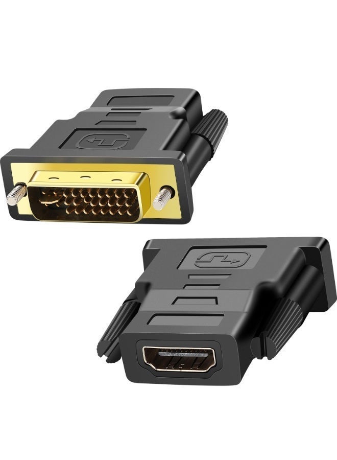 شابية (عبوتان) محول HDMI إلى DVI ثنائي الاتجاه - موصل DVI-I (24+5) ذكر إلى HDMI أنثى بدقة 1080 بكسل للشاشات، وأجهزة التلفزيون عالية الدقة، وأجهزة استقبال التلفزيون، وأجهزة العرض، ومشغلات Blu-ray - Image 1