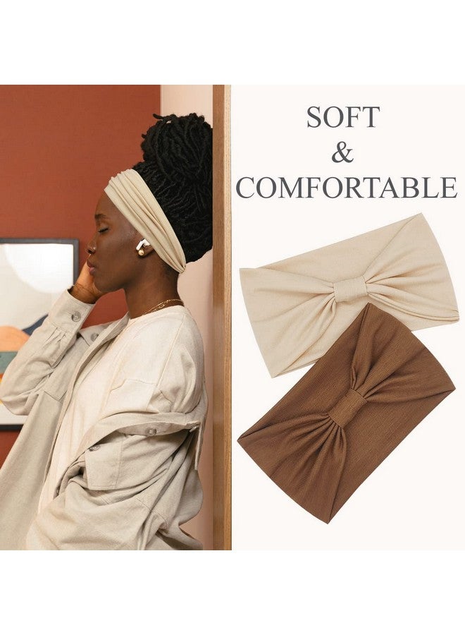 YONUF Wide Headbands For Women Fashion Knotted Headband Yoga Workout Head Wrap 4 Pack - Image 3