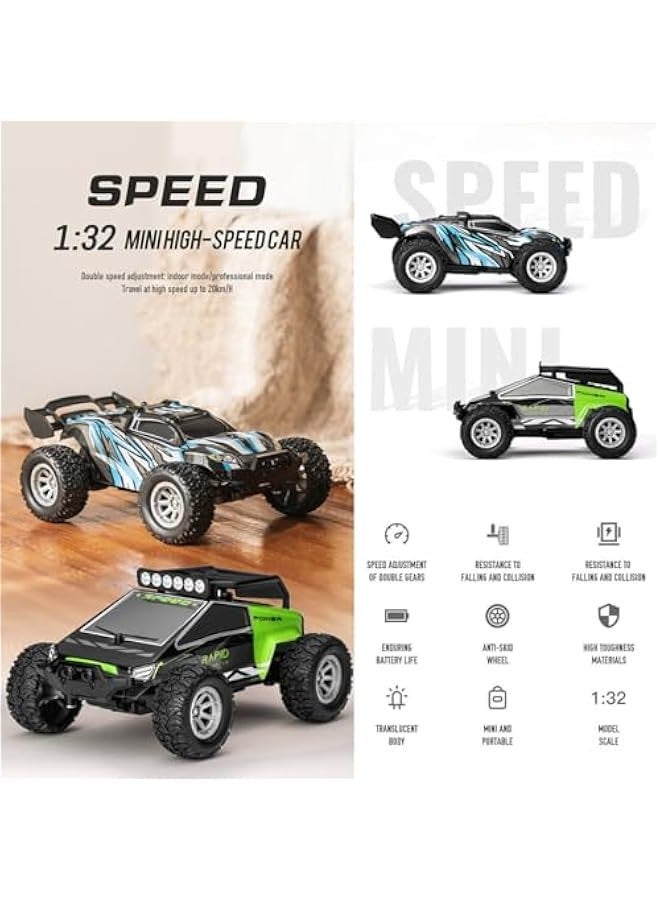 S638 High-Speed RC Mini Electric Drift Off-Road Vehicle Model, 1/32 2.4G Electric Vehicle Model with Wireless Remote Control and Realistic Design, for Adults (RTR Version/Green) - Image 2