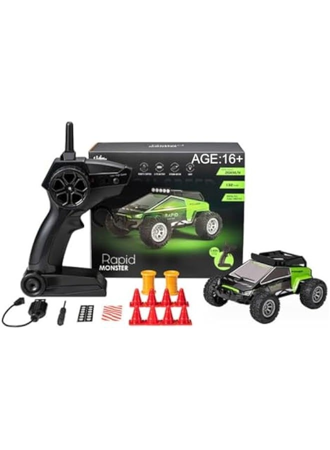S638 High-Speed RC Mini Electric Drift Off-Road Vehicle Model, 1/32 2.4G Electric Vehicle Model with Wireless Remote Control and Realistic Design, for Adults (RTR Version/Green) - Image 1