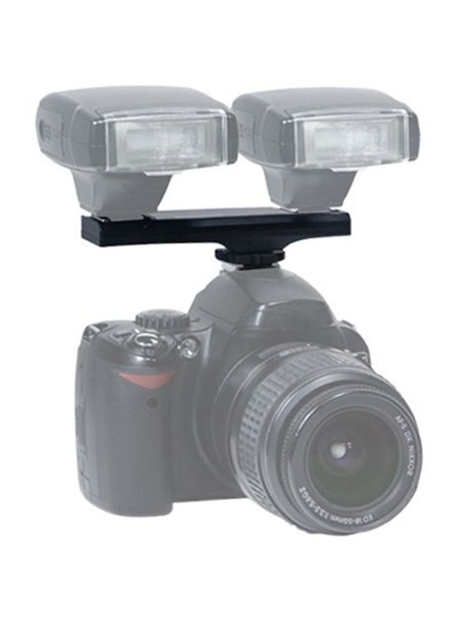 NIBEMINENT Dual Flashlight Bracket Splitter For Canon/DSLR/Camcorder Black  - Image 2