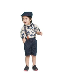 AJ Dezines AJ DEZINES Kids Cotton Blend Shirt Shorts Set For Boys (CA-46-BLUE-4)  - Image 1