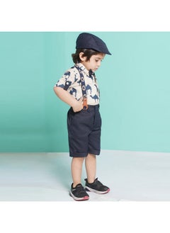 AJ Dezines AJ DEZINES Kids Cotton Blend Shirt Shorts Set For Boys (CA-46-BLUE-4)  - Image 4