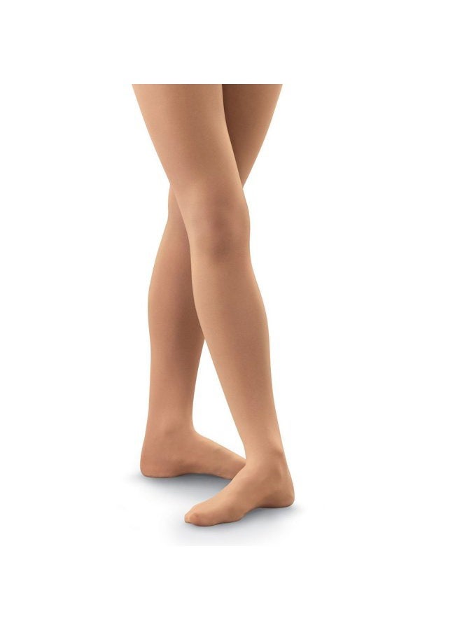 Monvecle Girls' Opaque Microfiber Dance Stockings School Uniform Footed Tights Pantyhose(Toddler/Little Kids/Big Kids), Beige, 8-10 Years - Image 1