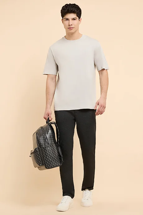 R&B Solid T-Shirt with Crew Neck and Short Sleeves
