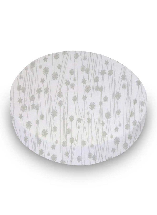 SHEETWORLD.COM SheetWorld Baby Fitted Round Crib Sheet, 100% Cotton Woven Sheet, Unisex Boy Girl, 42 x 42 inches, Grey Floral Stems, Made in USA - Image 1