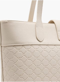Le Confort Women's Monogram Embossed Tote Bag with Double Handle and Zip Closure  - Image 5