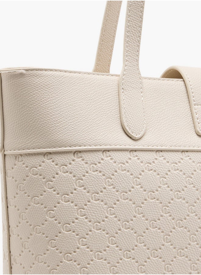 Le Confort - Women's Monogram Embossed Tote Bag with Double Handle and Zip Closure - Image 1