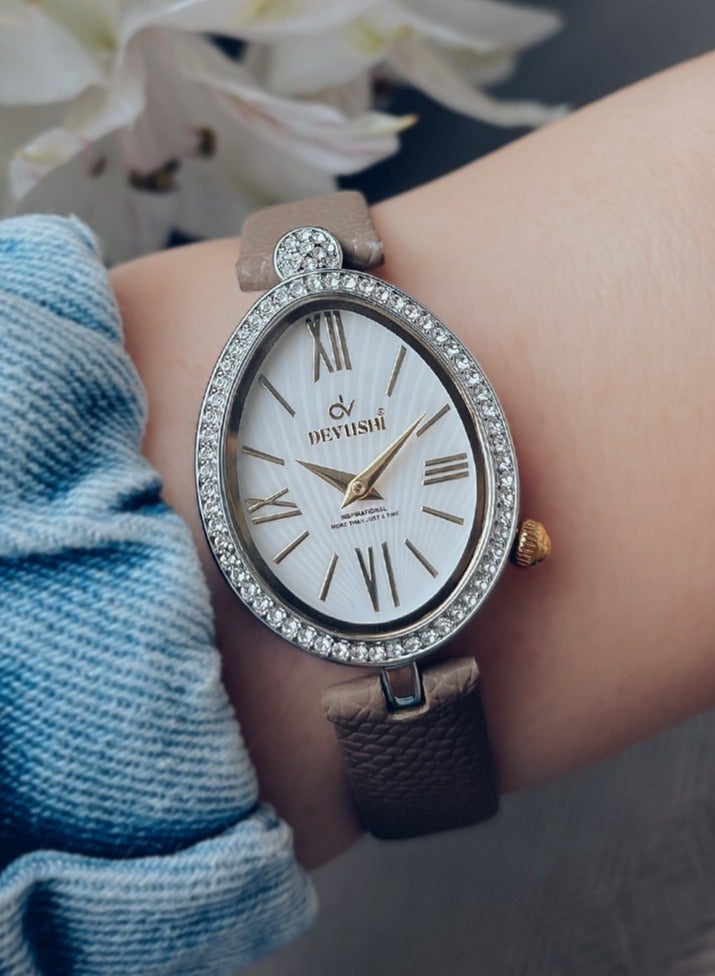 ديفوشي ساعه يد نسائيه ديفوشي جلد بلون رمادي - Image 1