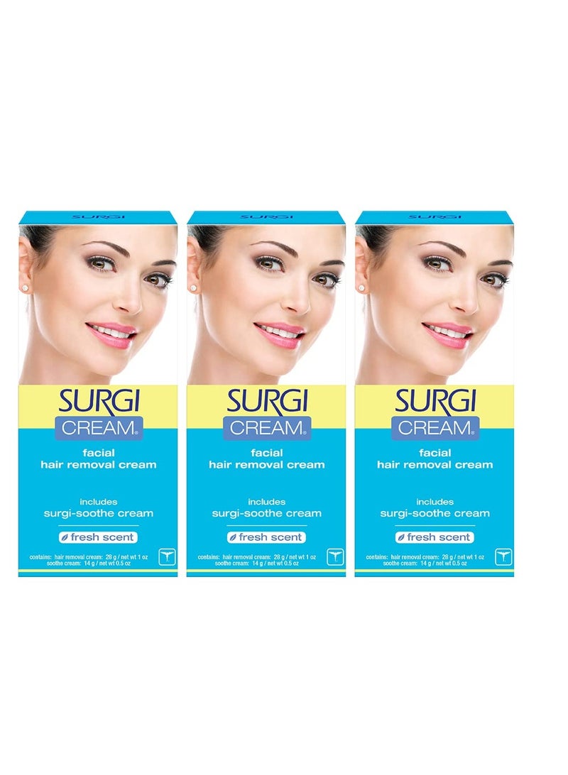 Surgi Surgi Wax Facial Hair Remover Cream, Hair Remover for Face, 1 Ounce Tubes (Pack of 3) - Image 1