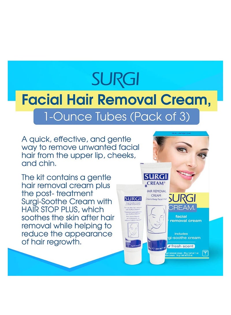 Surgi Surgi Wax Facial Hair Remover Cream, Hair Remover for Face, 1 Ounce Tubes (Pack of 3) - Image 2