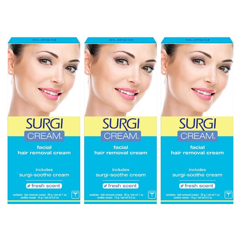 Surgiwax Surgi Wax Facial Hair Remover Cream, Hair Remover for Face, 1 Ounce Tubes (Pack of 3) - Image 1