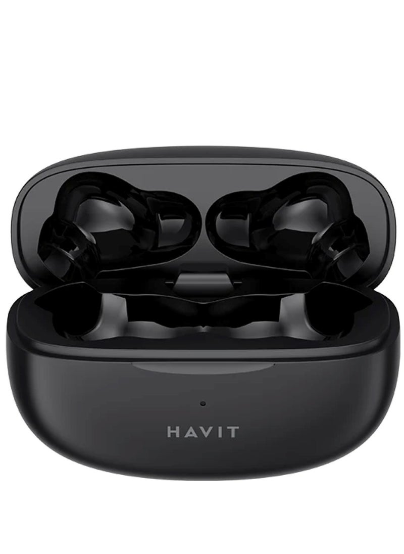 havit - True Wireless Earbuds, In-Ear Bluetooth 5.3 Earphones, 20 Hours Playback with Charging Case, 13mm Driver for Superior Sound, Dual Microphone for Clear Calls, Smart Touch Control with ENC Noise Cancellation, Game Mode for Lag-Free Gaming, Compatible with iOS & Android Mobile Devices, Perfect for Calls and Music (Black) - Image 1